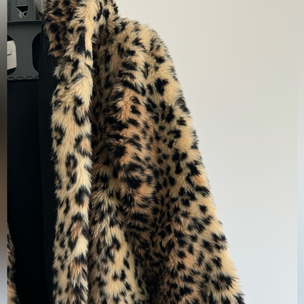 Zara Leopard Print Faux Fur Bomber Jacket - Brown, Black - Picture 4 of 7